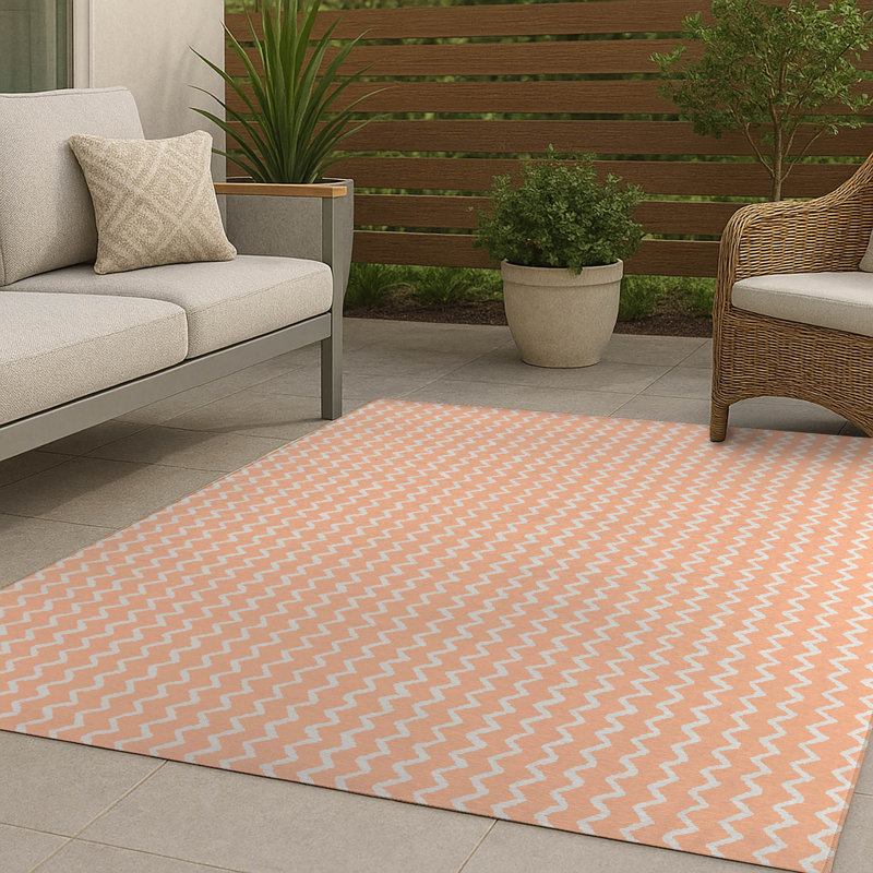 Tapis d'extérieur à motif de chevrons antidérapant, Rectangle 5 pi x 7 pi