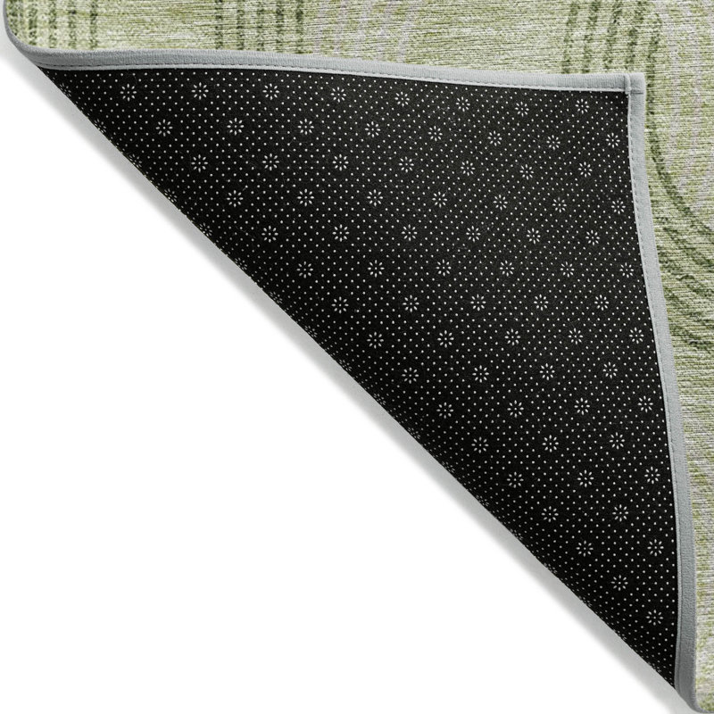 Aloe Green Geometric Washable Rectangular Synthetic Rug 2'6" x 3'10"
