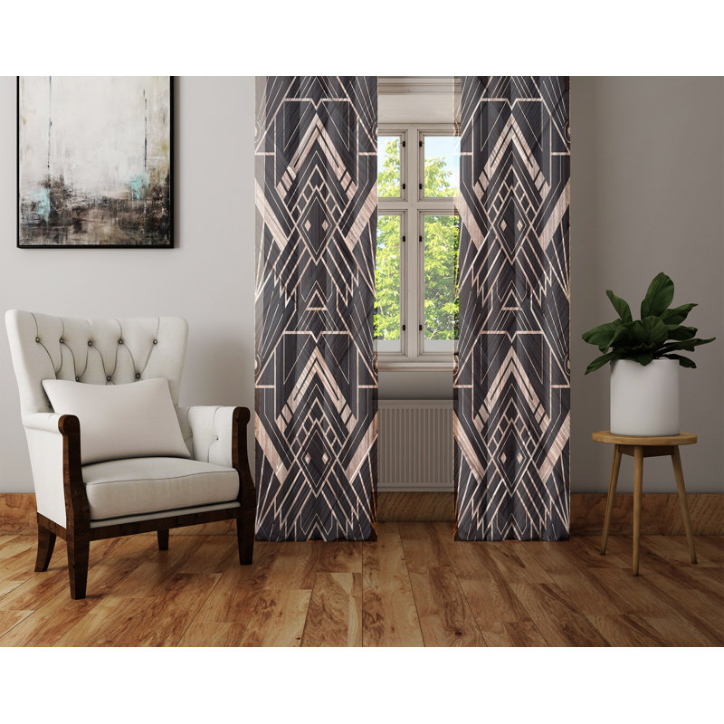 Paire de rideaux semi-transparents foncé Art Deco, L 56 po x L 78 po