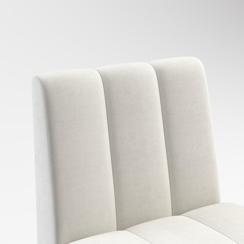 Bousquet Pet Friendly Upholstered Dining Chair With Casters Luxurious Chenille Fabric Easy To Move And Floor Friendly, Cream