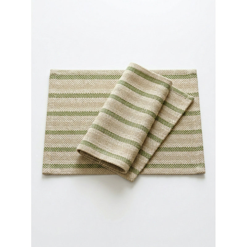 Red Marina Stripe Indoor Outdoor Placemat, Green