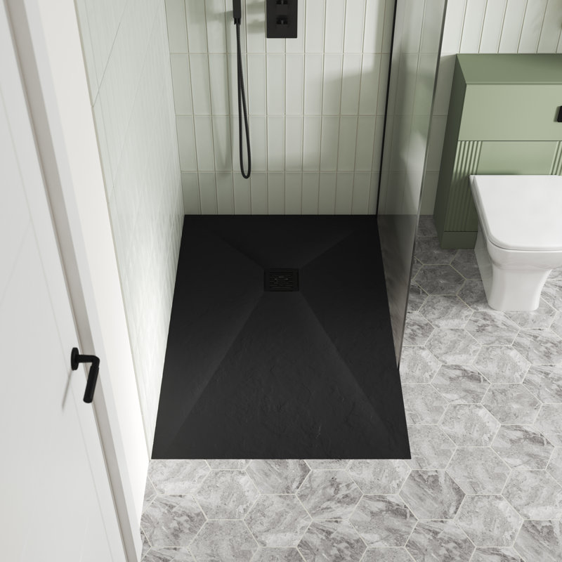 1200 x 800 mm Standard Shower Tray, 3.3cm H x 80cm W x 120cm D, Black Slate