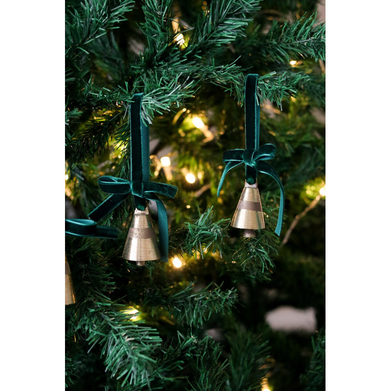 Ornement luxueux en velours vert foncé, 1 pièce, 1,6 x 4,7 pouces | 100% velours doux | Parfait pour les décorations festives et les fêtes, ajoute de l'élégance à votre arbre