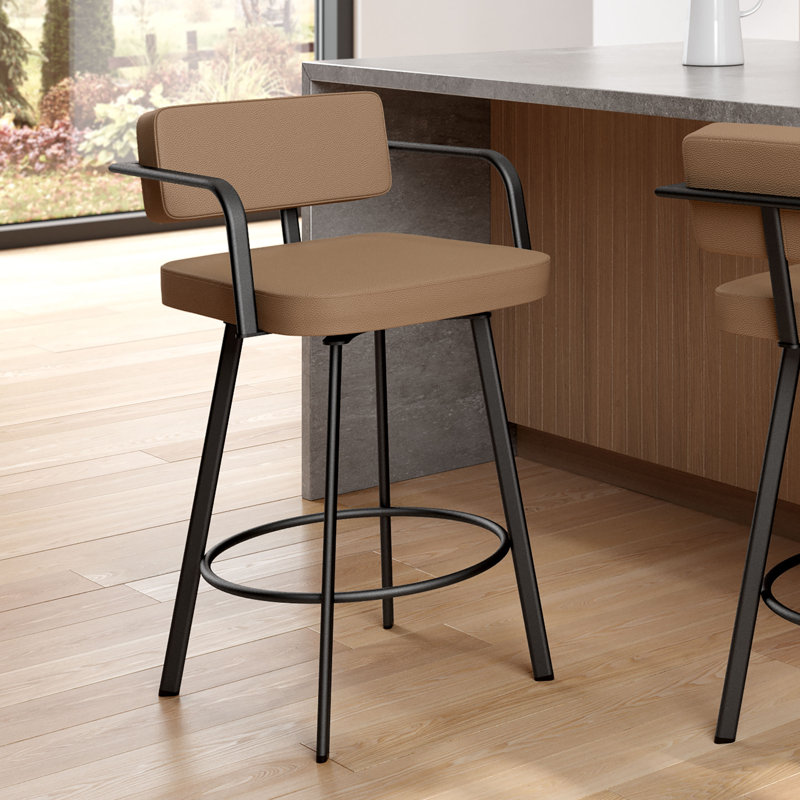 Tabouret de bar et de comptoir pivotant 17 Stories Darien, Marron clair, Tabouret de comptoir (siège d'une hauteur de 26,6
