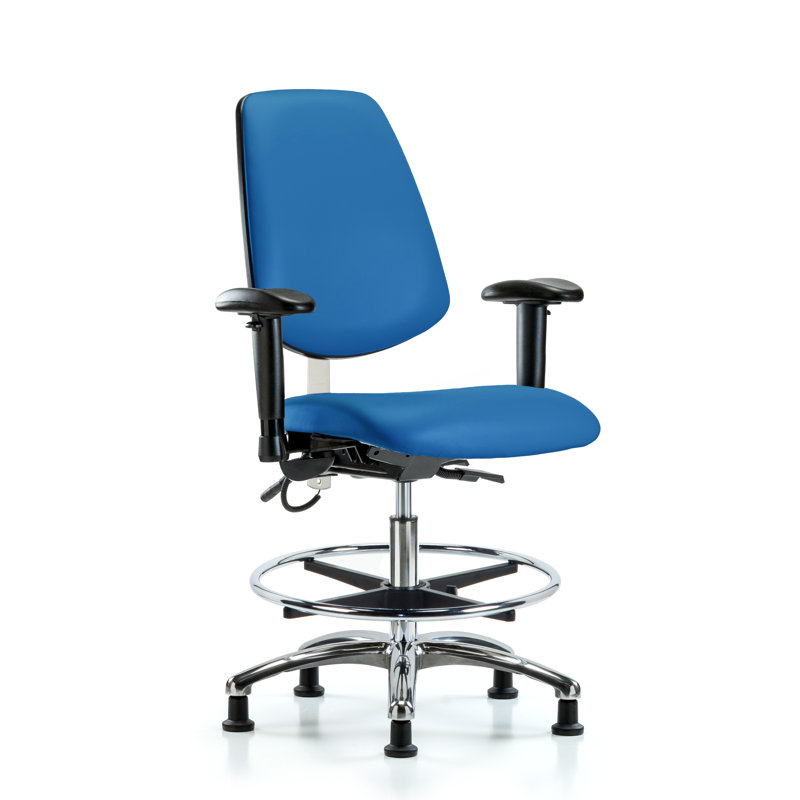 Chaise de dessinateur Leonardo, Bleu, Patins, Inclus
