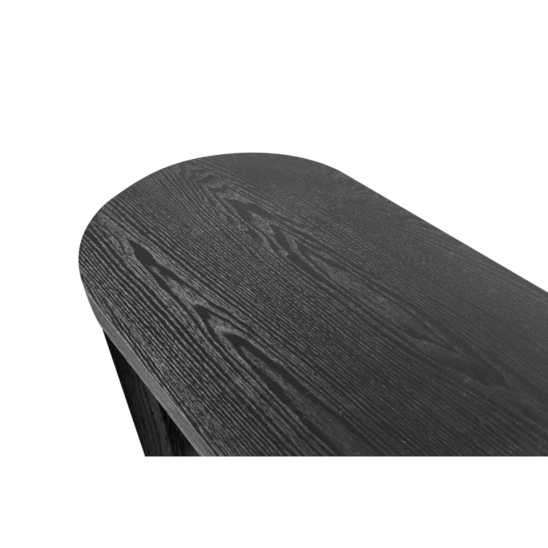 Console de 60 po avec plateau épais et pieds courbés, ovale, noir pour la maison, le salon, Noir