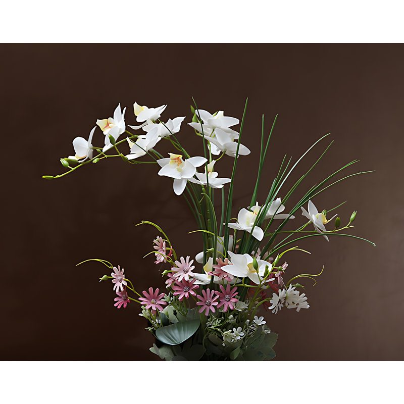 Centre de table d'orchidées de qualité supérieure dans un vase, Blanc