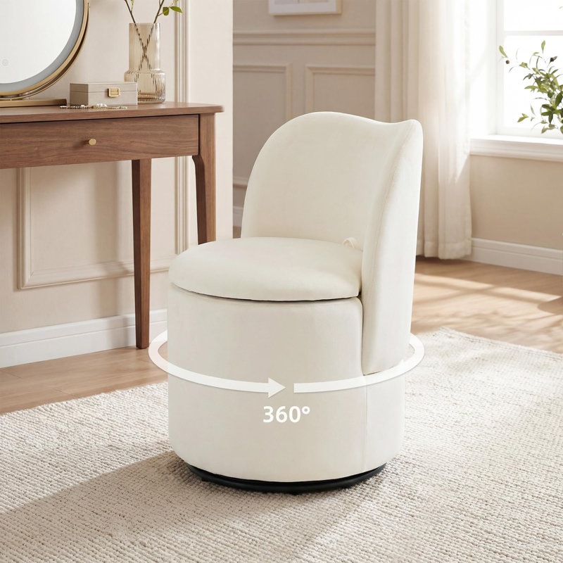 Upholstered Swivel Accent Chair, Beige