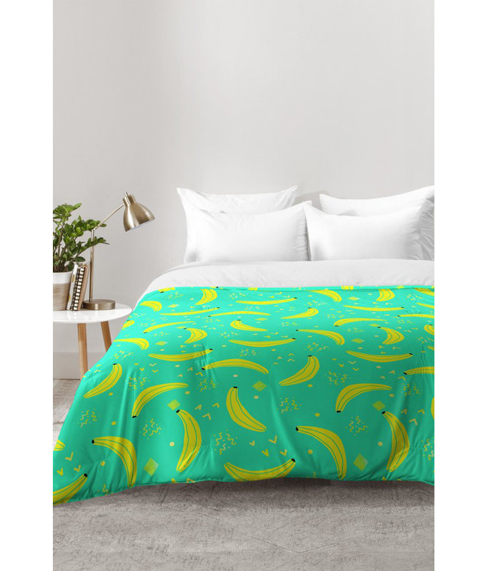 Ensemble d'édredon Bananas Over Bananas, Édredon pour lit simple TG + 1 taie décorative