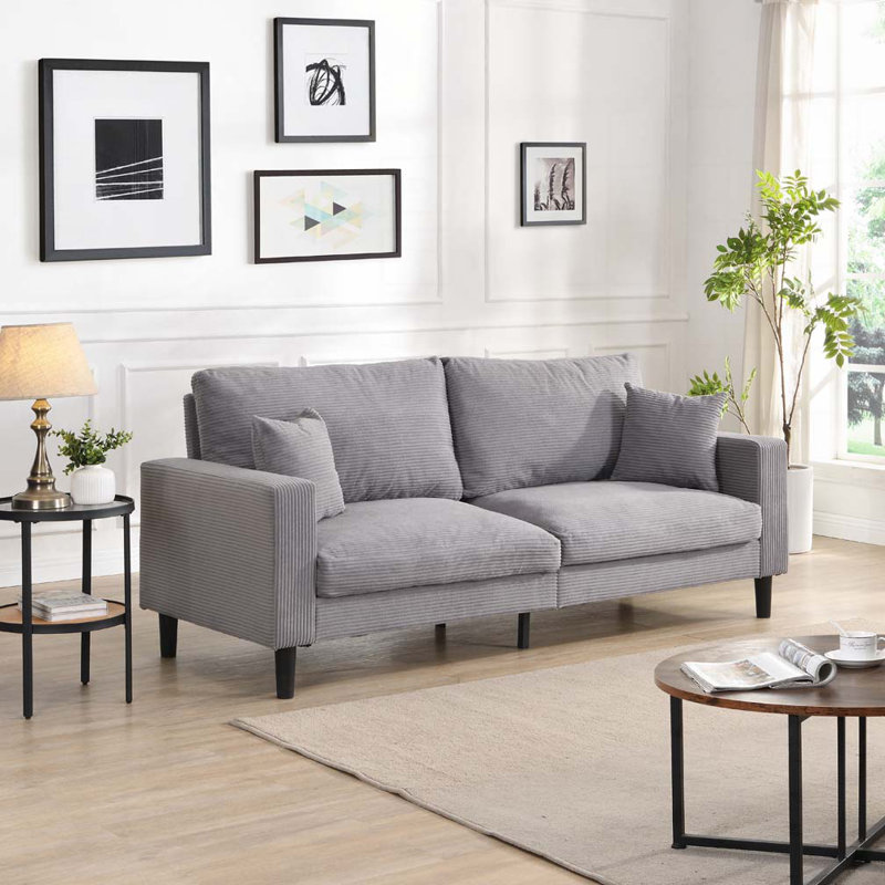 Canapé 2 places 57 pouces 57 pouces, 34.6" H x 74.8" W x 30.7" D, Light Gray