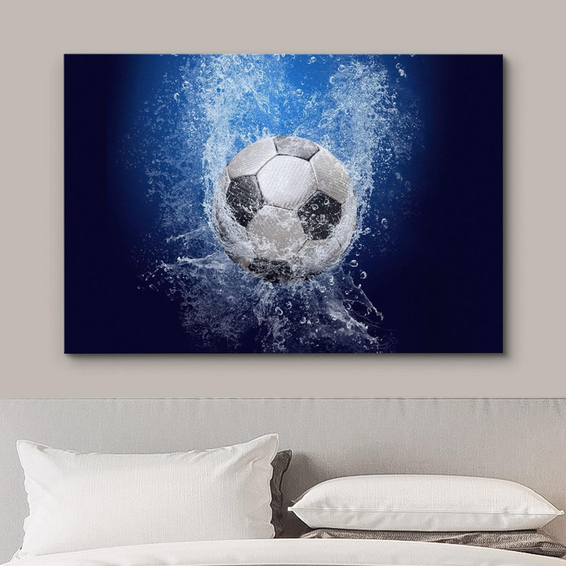 Ballon de soccer coupe du monde bleu vif océan eau garçons Room Decor photographie de sport décoration murale