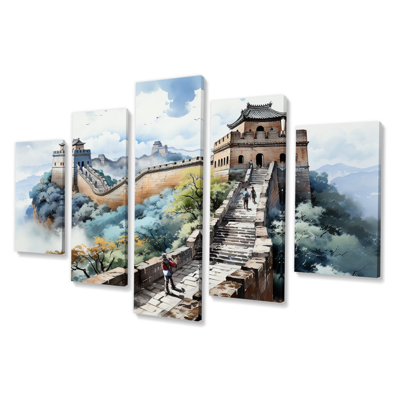 Grande muraille de Chine paysage I - art mural chinois à multiples panneaux pour le salon