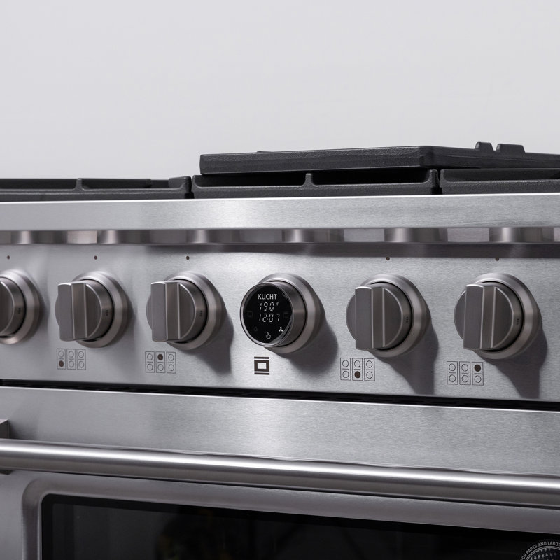 36 in. 5.2 cu. ft. 6 Burners Dual Fuel Range with Kucht Horus Thermostat, Stainless Steel/Gold, Natural Gas