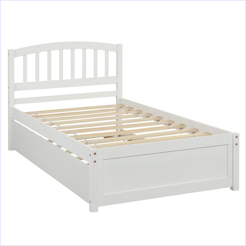 Base de lit simple avec lit gigogne en bois, Blanc