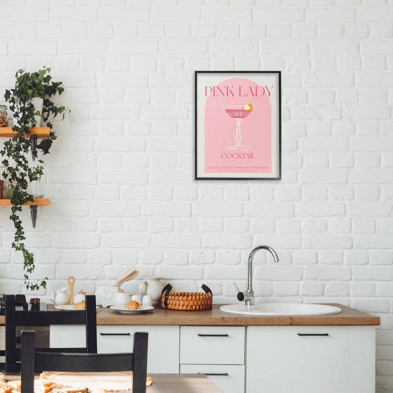 Giclée encadrée de style rétro, par Lil 'Rue, H 14 po x l 11 po, Giclée encadrée noir minuit