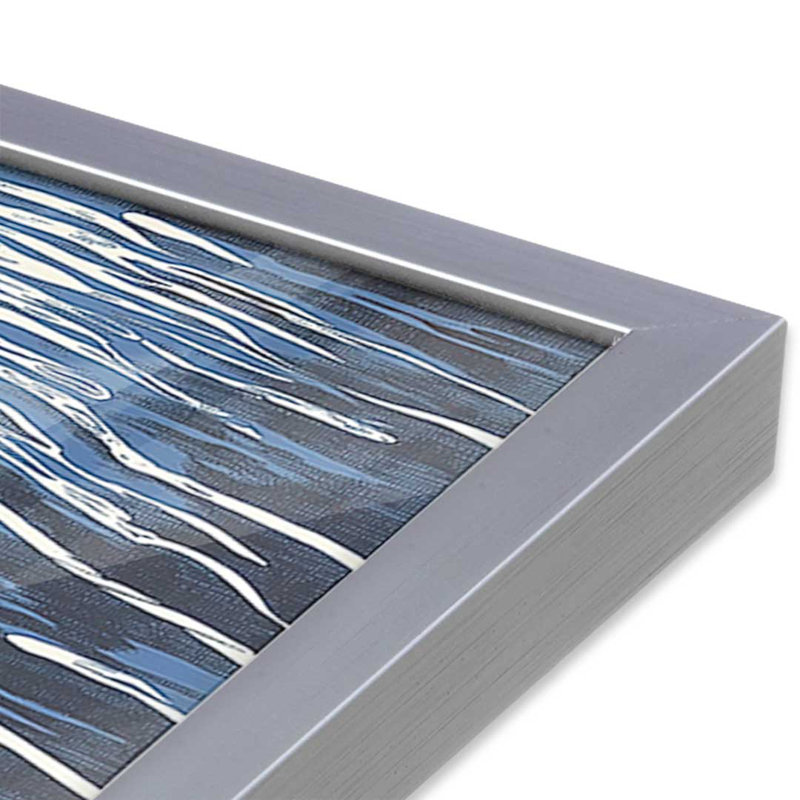 «Cobalt Ripples I» par Walker Noble, reproduction d'art sur toile, Impression sur cadre ouvert sans papier mat, Argent argent