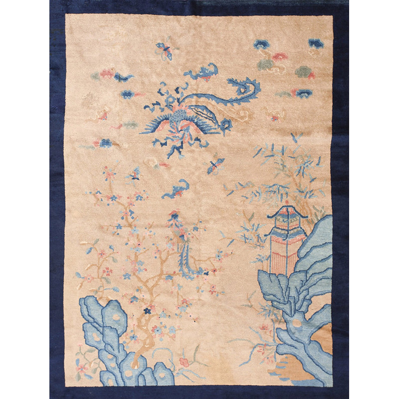 Tapis jaune antique en laine antique chinois