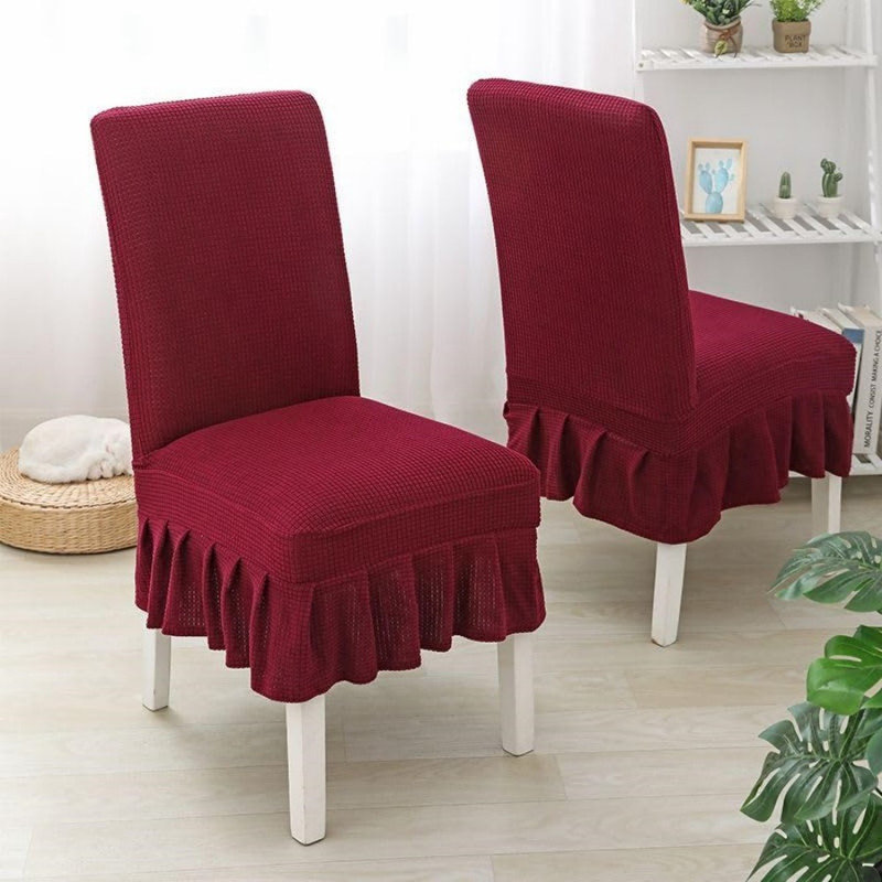 Housse pour chaise de salle à manger facile à installer 1 pièce, Polyester rouge