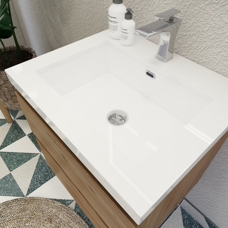 Cavaliere Single Bathroom Vanity with Acrylic Top, Natural Oak