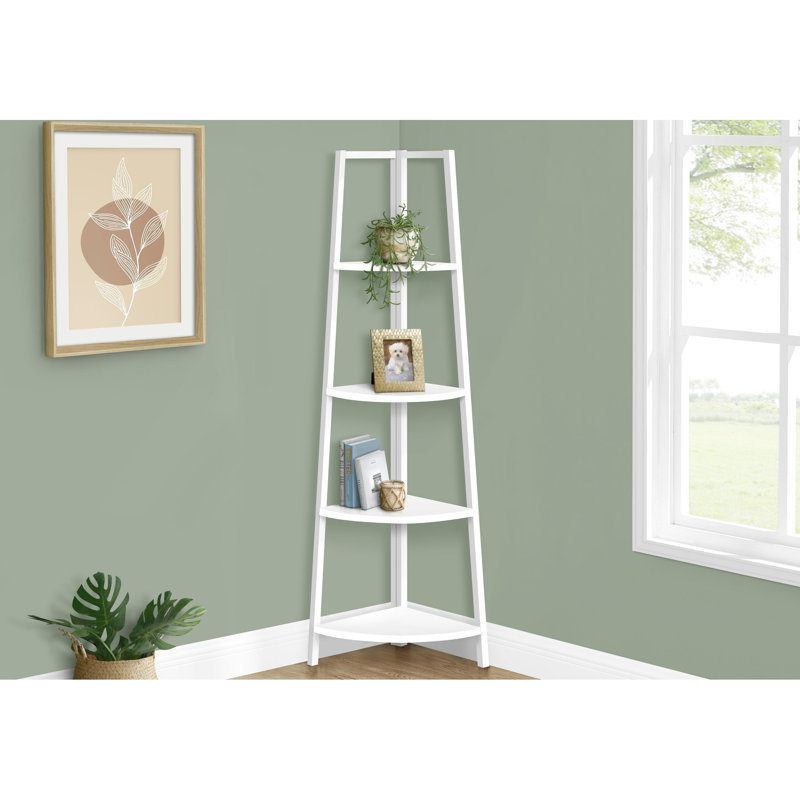 Bibliothèque moderne à 4 niveaux en blanc pour la chambre à coucher, le couloir - Améliorez l'espace de rangement dans le coin du salon, du bureau à domicile et du bureau à domicile pour maximiser l'espace, l'utilisation et l'efficacité