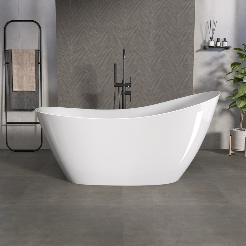 Gloss White Acrylic Classic Oval Shape Free Standing Tub