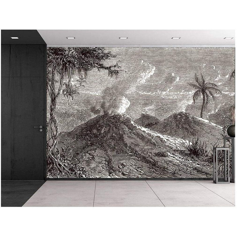 La Tour Du Monde - Volcans gravés 1872 - Turbaco - Gravure à l'eau-forte sur mur historique 100 x L 144 po