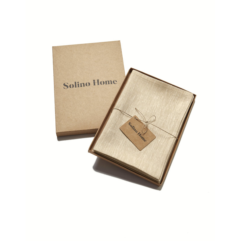 Champagne Beige Linen Dinner Napkins Set of 4