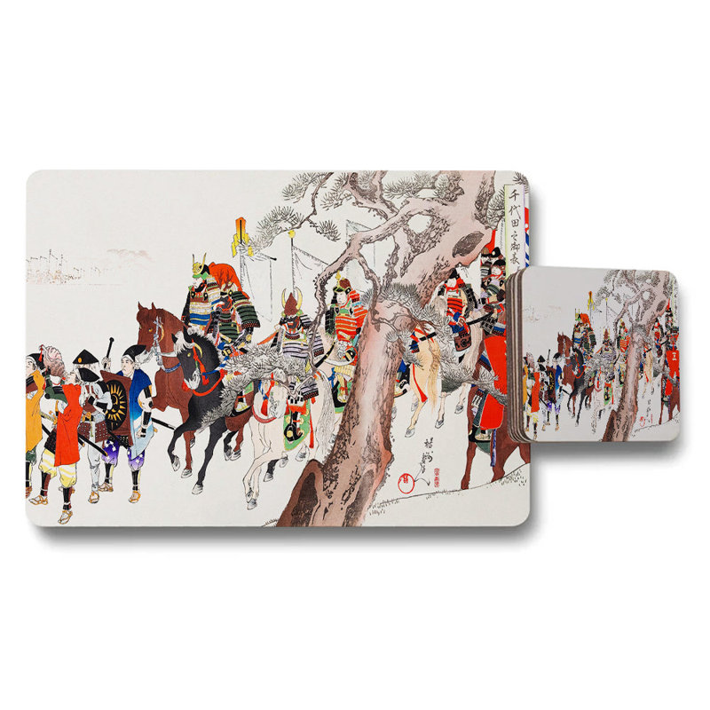 Japanese Samurai War Scene Placemat And Coaster Set