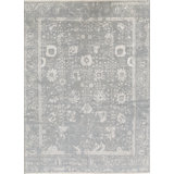 Hand-Knotted High-Quality Blue and Silver Area Rug