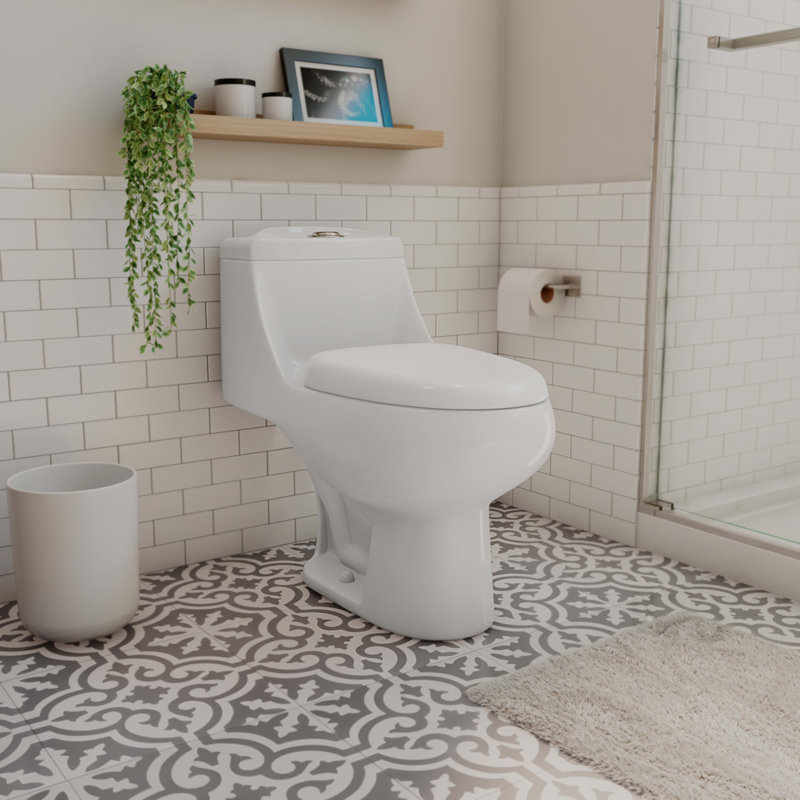 Toilette une pièce 14 po x 28 po DreamLine Aqua, blanc