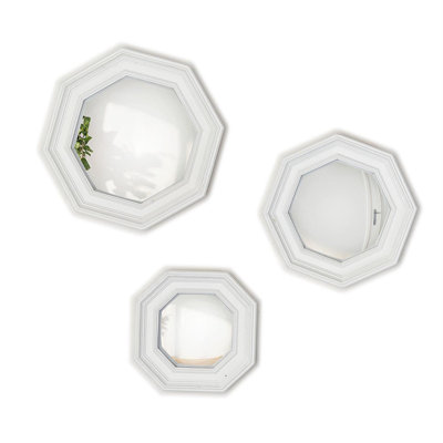 Ensemble de 3 miroirs muraux suspendus en résine Octogon - H 10 po