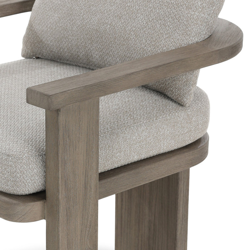 Tahana Outdoor Teak Dining Armchair, Stained Aged Gray, Hayes Fog