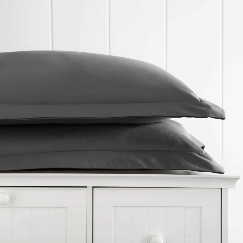 Ensemble de 2 taies d'oreiller en microfibre ultra douce, gris, Standard