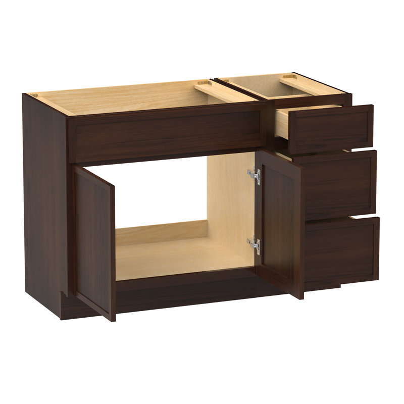 Base de meuble-lavabo simple 48 po seulement, Brun