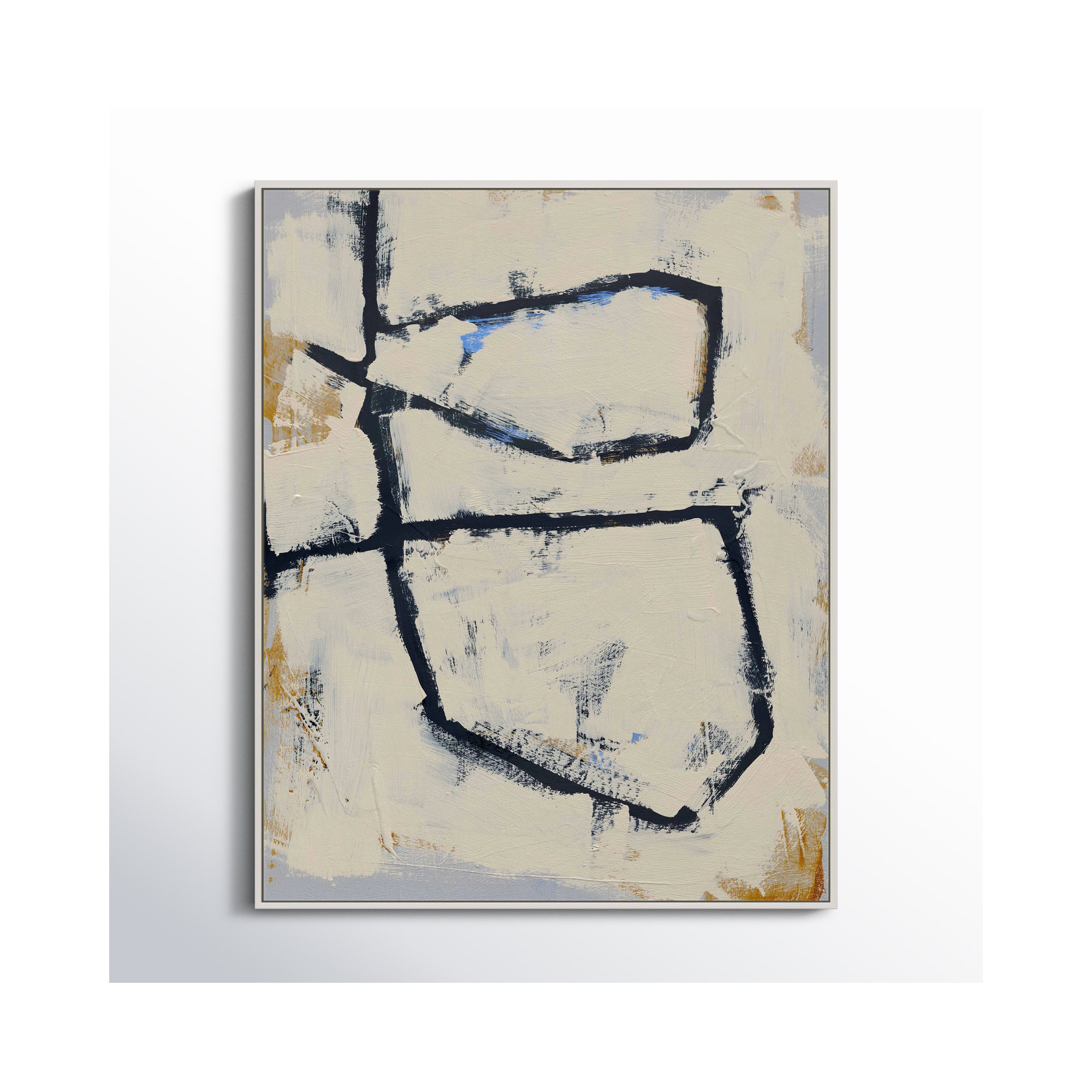 Twisted 5 by Jacques Pilon, White Framed Canvas, 24" W x 30" H