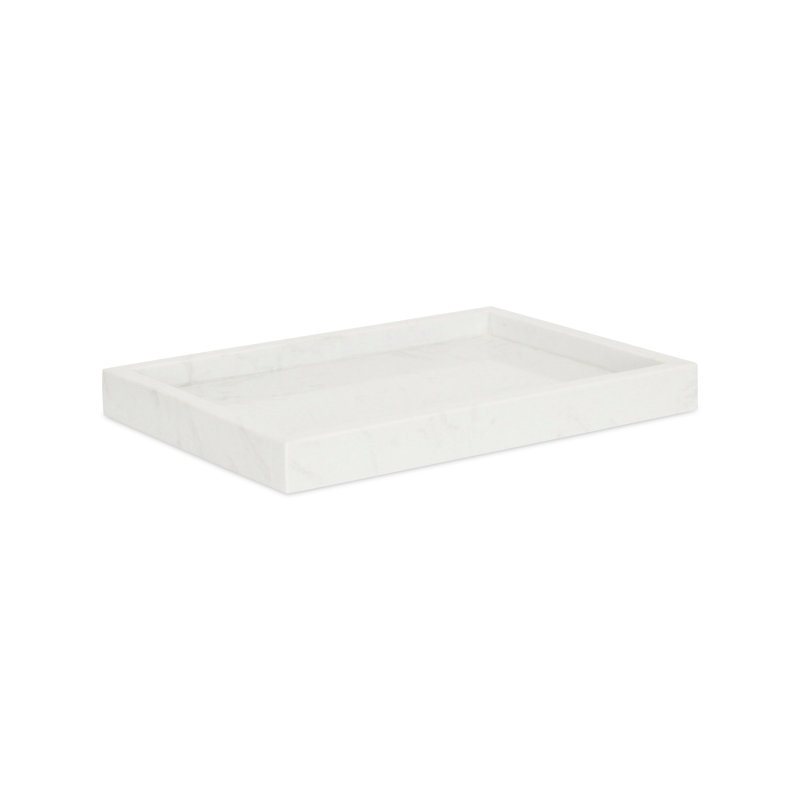 Plateau en marbre noir avec rebord surélevé Jaquale, Blanc