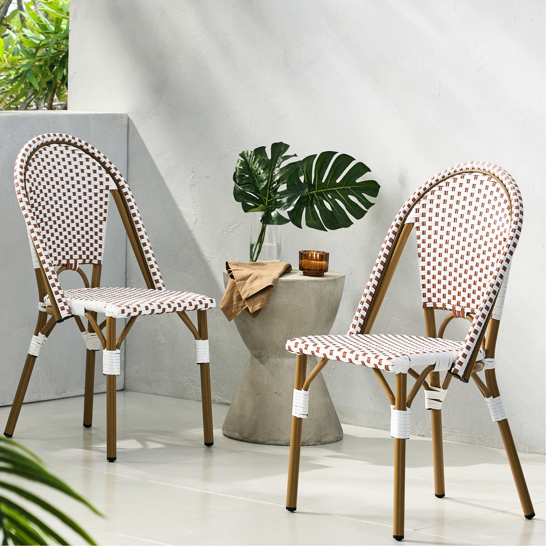 One Allium Way 2 Person Garden Chairs , Pe And Aluminum, Rust Red White ...