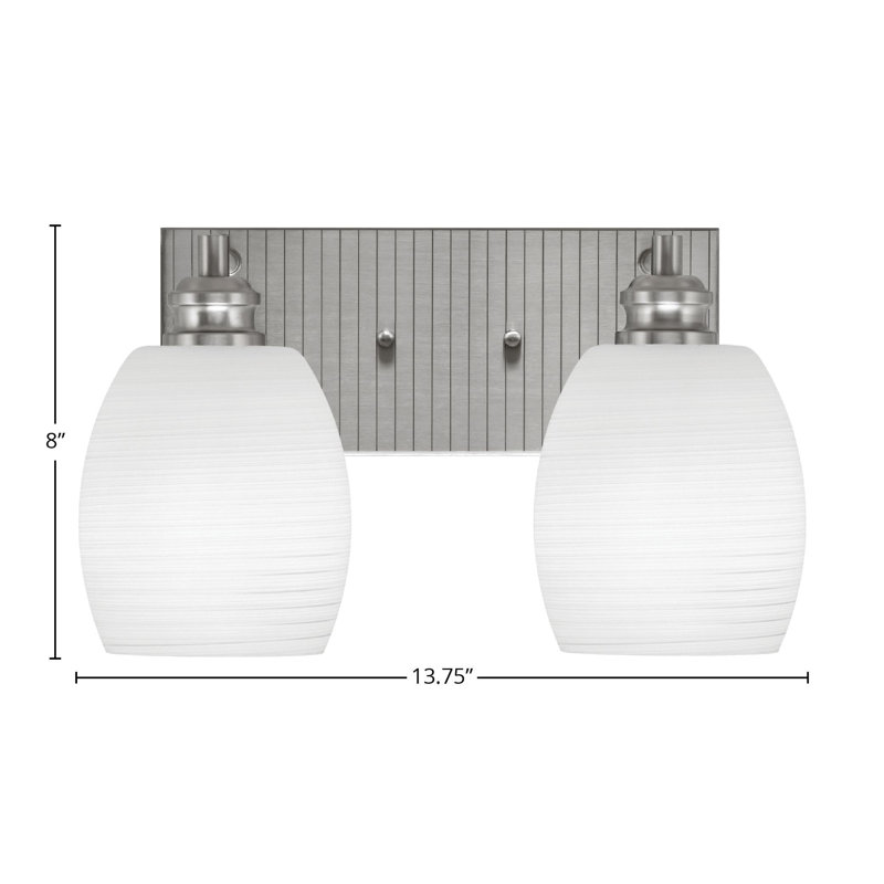 Éclairage pour meuble-lavabo à 2 lumières Ashong, Blanc, Nickel brossé