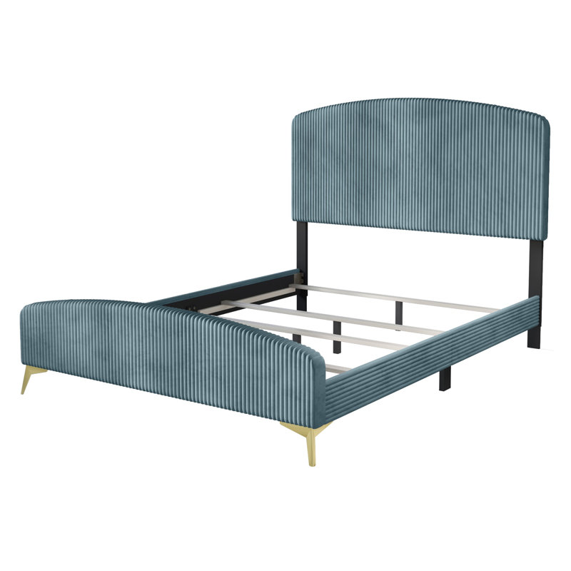 Alphonse Upholstered Standard Bed, Blue Velvet, Full