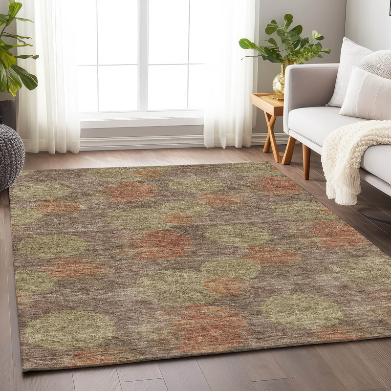 Premium Machine Washable Prisco Brown Rug, Rectangle 2'6" x 3'10"