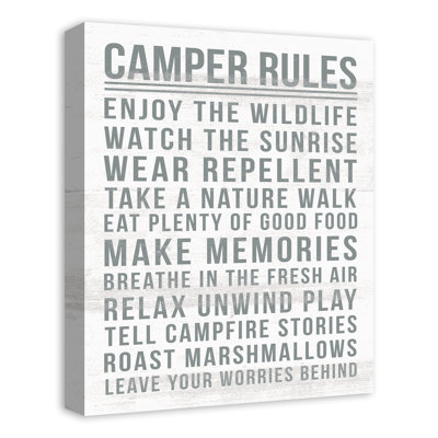 « camper rules », art textuel sur toile