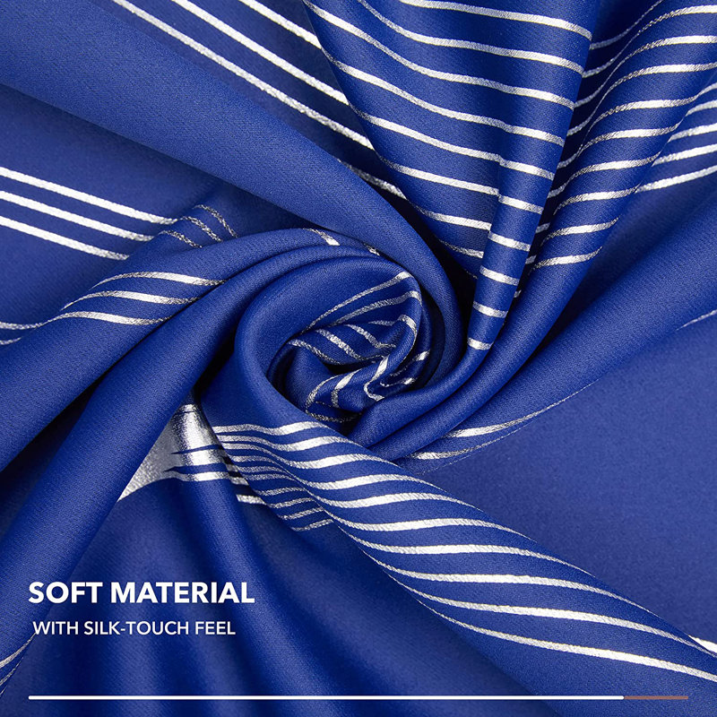 Prewett Super Soft Eyelet Room Darkening Thermal Curtains, Width 168 x Drop 229cm, Blue Wave Line
