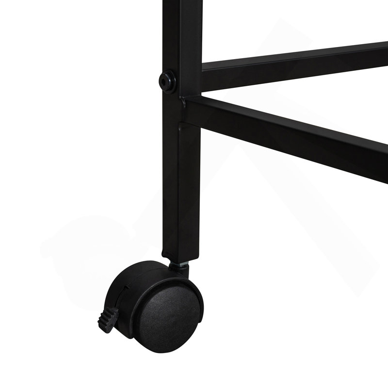 Lit mezzanine simple en métal avec bureau et tablettes, noir, Noir