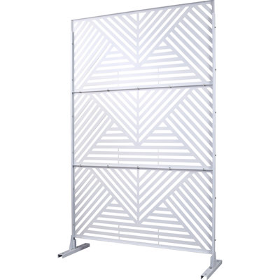 Panneaux de clôture en métal 76 po H48 po - autoportants pour l'extérieur et l'intérieur. Améliorez dans le jardin, la terrasse, le balcon, le patio, la pelouse. Écran blanc