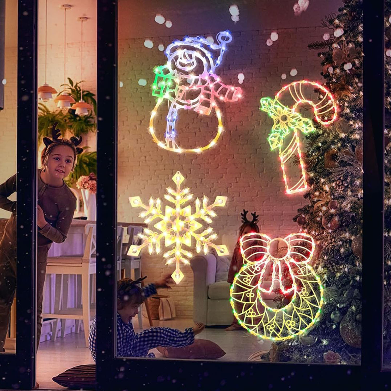 The Holiday Aisle® 4 Pack Christmas Window Silhouette Lights