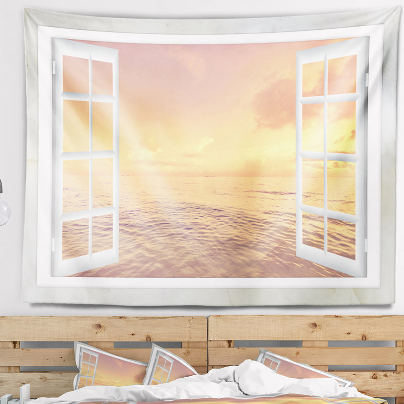 Ouvrez la fenêtre à la tapisserie Brown Seashore, H 68 po x l 80 po