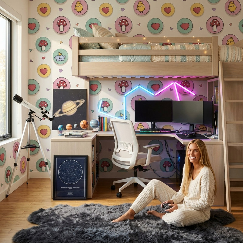 Papier peint amovible de chambre de bébé, Texturé non collé