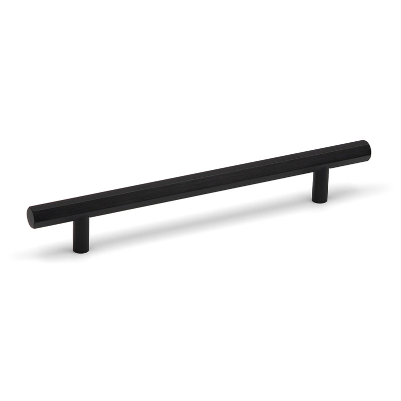 Hexagonal T-Bar Handles in Multiple Finishes, 160mm Handle, Matte Black