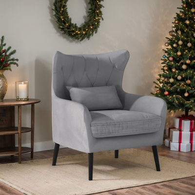 Thick Cushion Upholstered Comfy Velvet Accent Chair