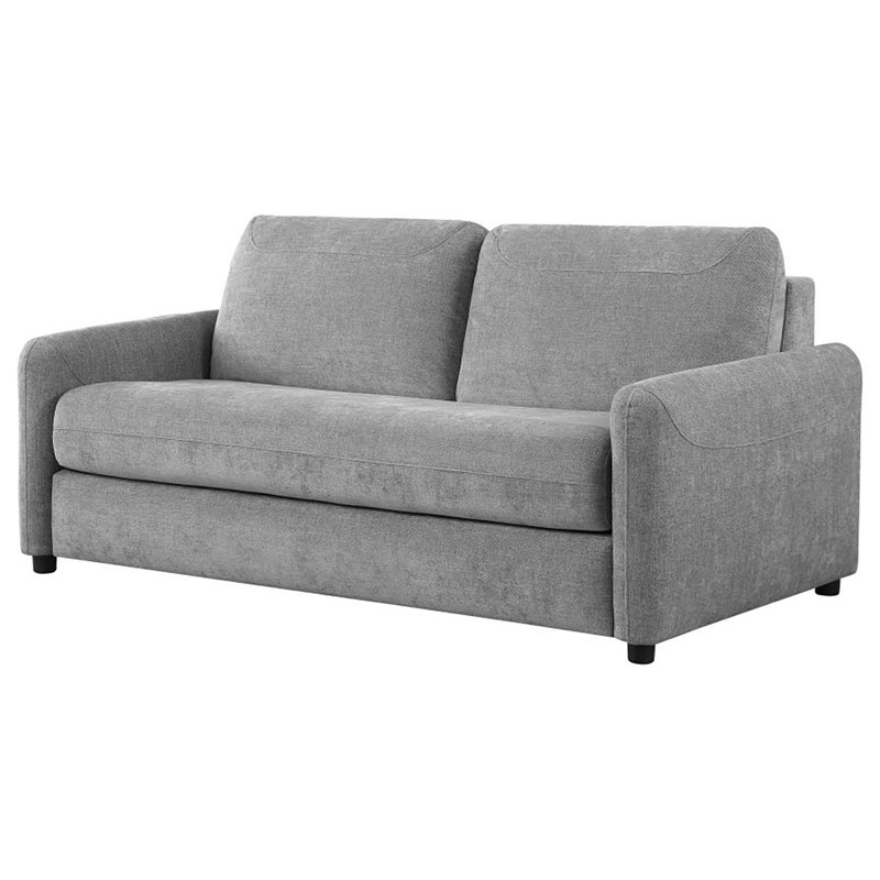 Emiel Upholstered Sofa Sleeper With Queen Mattress, Gray Polyester